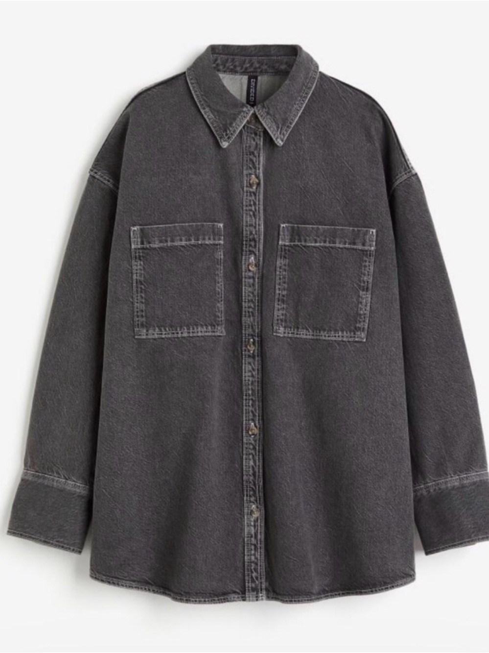 H&M Oversized Charcoal Denim Shirt Jacket